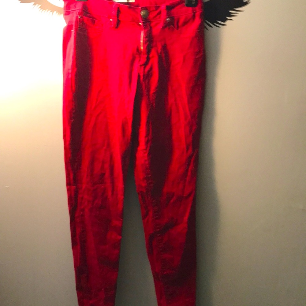 Red Skinny High Rise Jeans!